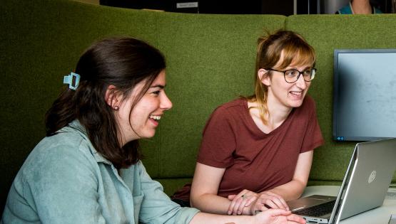 coach dienstencheques aan het werken met een collega aan een bureau